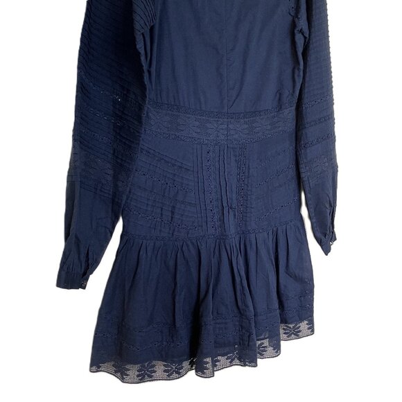 Veronica Beard Addilyn Dress Long Sleeve Navy Ink Blue Eyelet Lace Women's 4 - Picture 8 of 8